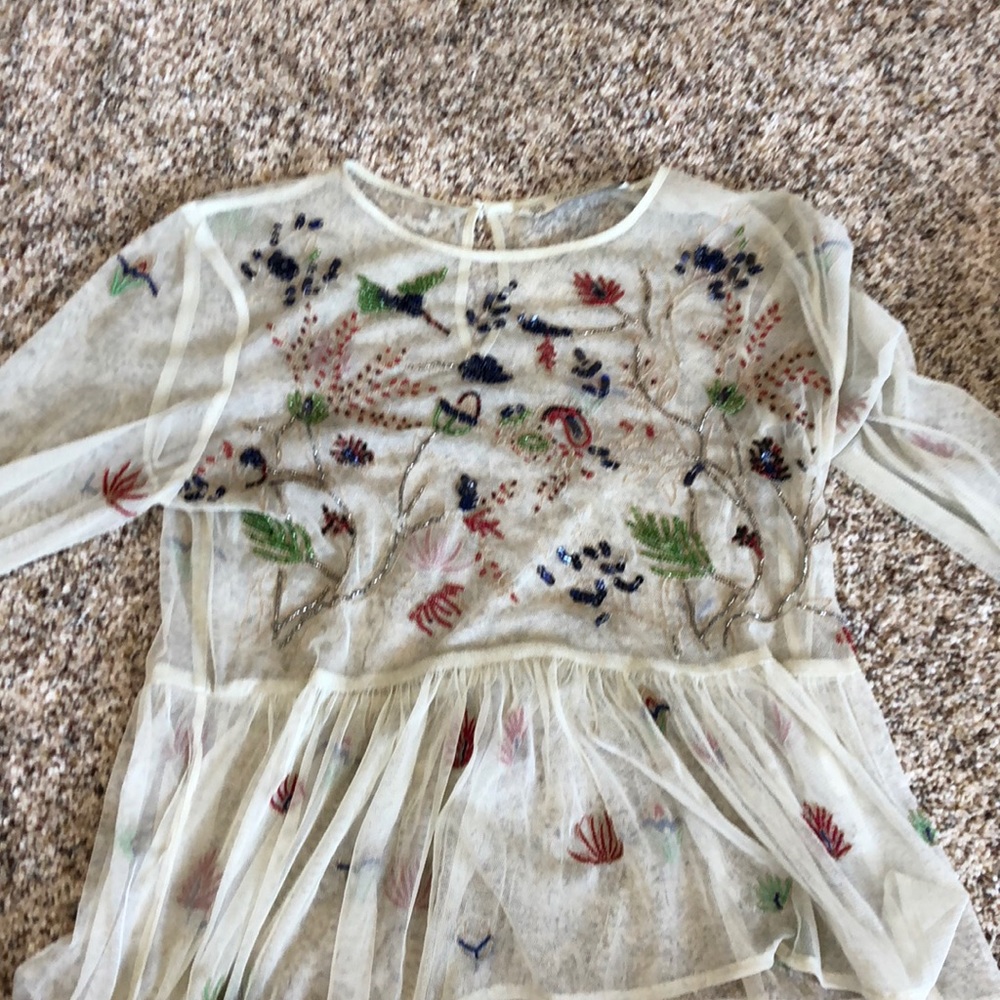 CLOSET CLEAR OUT -BEADED SEMI SHEER ZARA BLOUSE